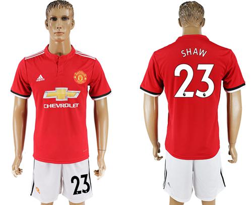 Manchester United #23 Shaw Red Home Soccer Club Jersey